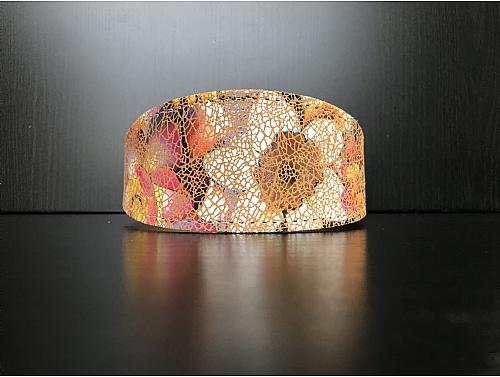Lined Floral Abstract - Greyhound Leather Collar - Size L